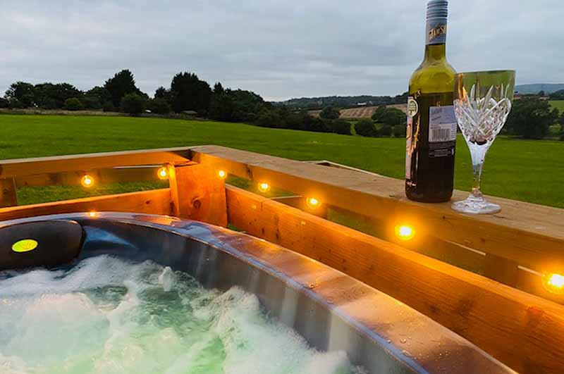 Relax in one of our tipi hot tubs